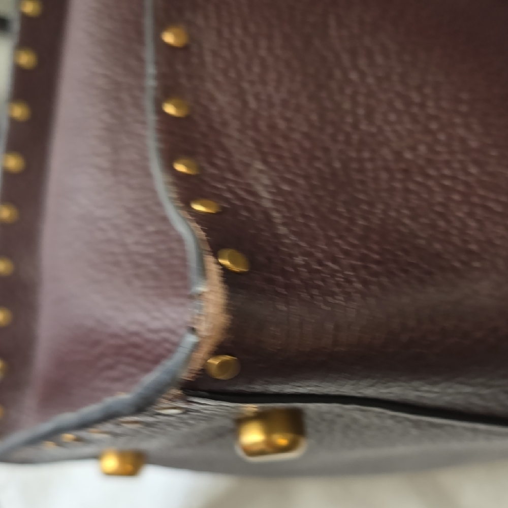 Coach Dark Brown/Oxblood Studded Leather Charlie Carryall Tote - Picture 10 of 16